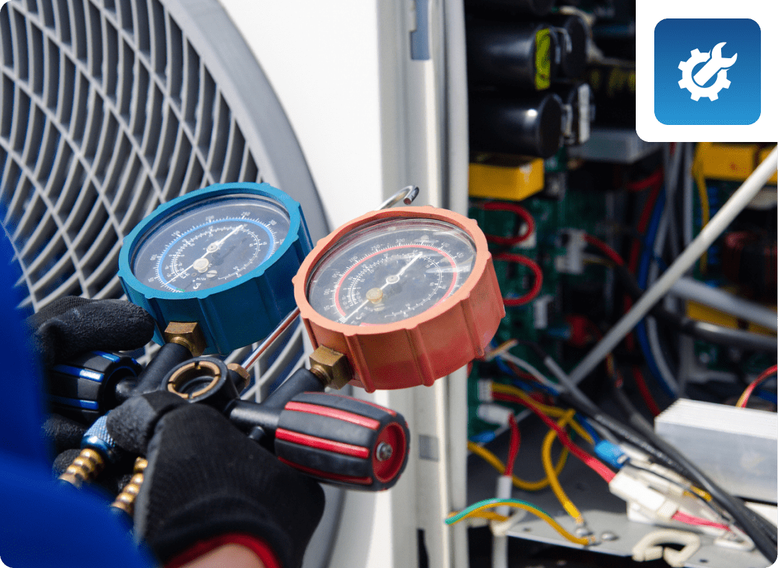 Air conditioning repair in progress