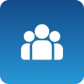 Group icon on blue background