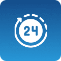 Continuous support, 24-hour icon